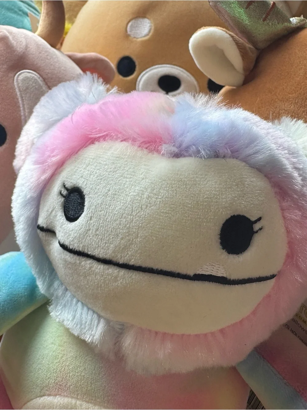 7 Multicolored & Assorted Pastel Squishmallows including eeyore and RARE Bigfoot